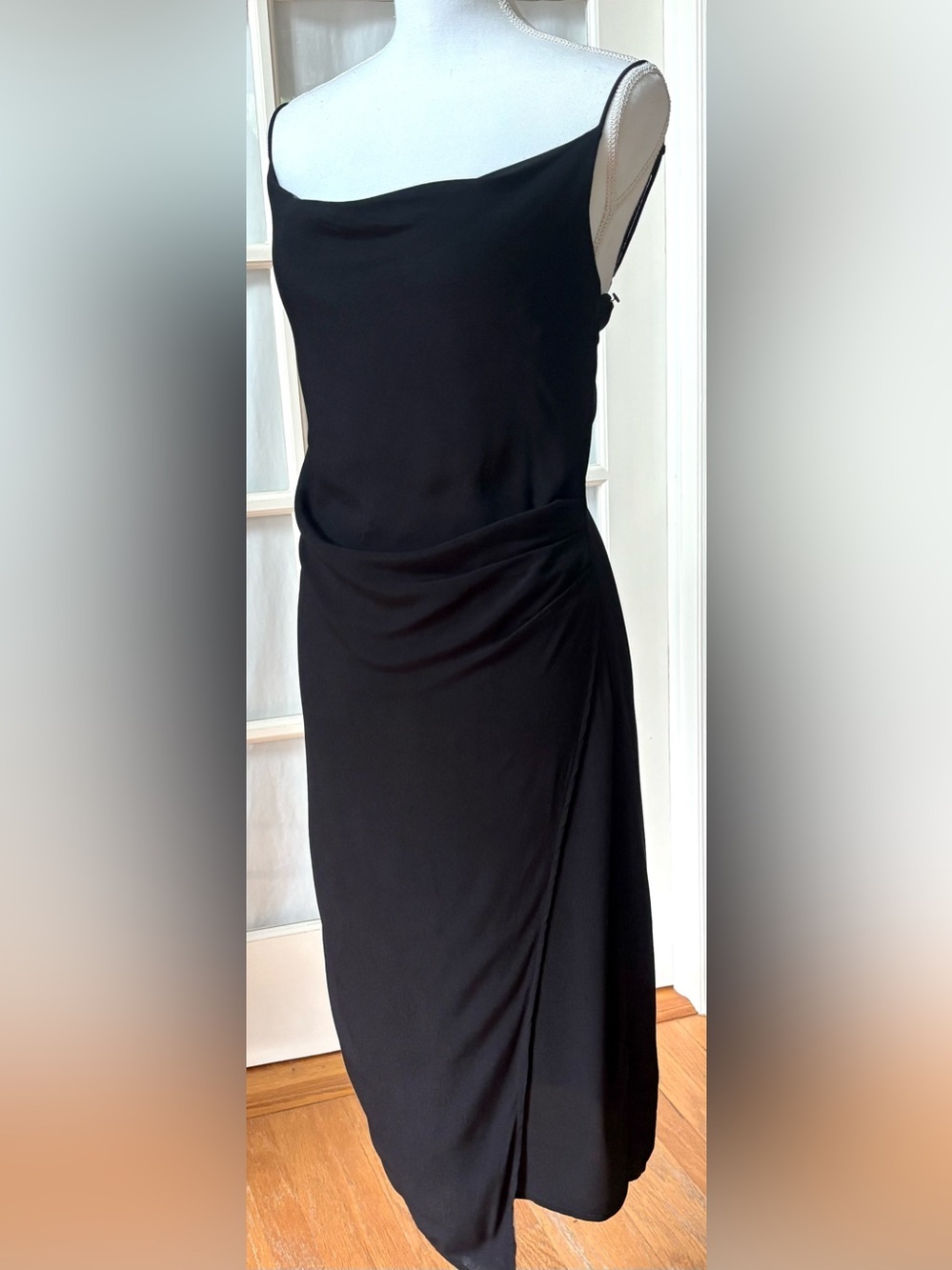 Bailey 44 Luna Bush Baby Dress NWT Black Draped Cocktail Wedding Guest Size 6